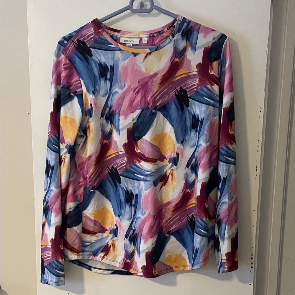 Chico's Multicolor Abstract Long Sleeve Top